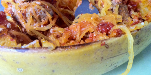 Spaghetti Squash “Bowls” with Meatballs & Sauce