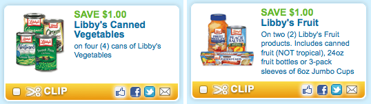 New Coupons.com Coupons: Libby's Fruit & Veggie, Trix, Cherrios, Brawny and Much More