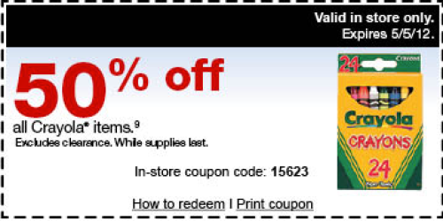Staples Coupons: 50% off Crayola Products + More