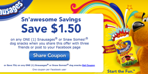 High Value $1.50/1 Snausages Dog Snacks Coupon = FREE at Family Dollar + More