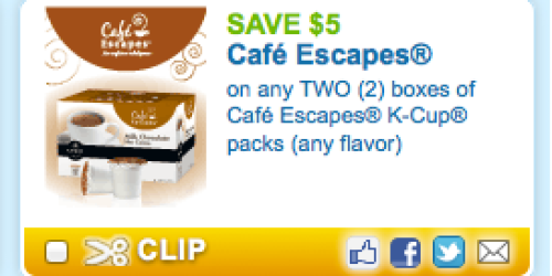 High Value $5/2 Cafe Escapes K-Cup Coupon (Reset!)