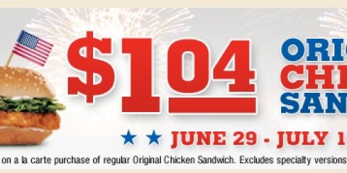 Burger King: Original Chicken Sandwich Only $1.04 (June 29th-July 1st)