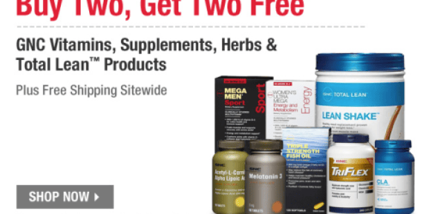GNC: Buy 2 Get 2 FREE Sale (Today Only!) = Save on Vitamins, Supplements, Herbs & More