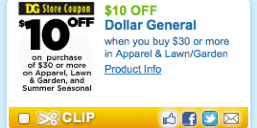 Dollar General: $10 Off $30 In-Store Coupon