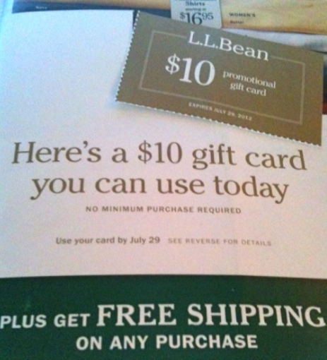FREE $10 Gift Card Possibly in L.L.Bean Summer Catalog = Free Item ...