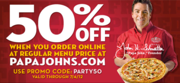 Papa John's: 50% Off Your Regular Menu Priced Order (Valid Thru 7/4)