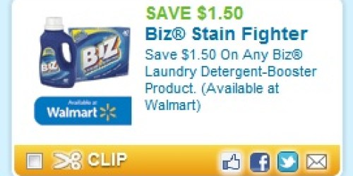 High Value $1.50/1 ANY Biz Laundry Detergent-Booster Coupon = Only $3.47 at Walmart