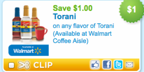 New $1/1 Torani Flavored Syrup Coupon = Only $2.98 Each at Walmart