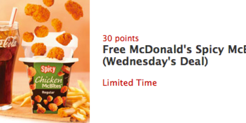 My Coke Rewards: Free McDonald’s Spicy McBites Coupon Only 30 Points (Regularly 75!)