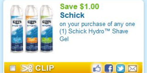 New $1/1 Schick Hydro Shave Gel Coupon = Only $0.48 at Rite Aid
