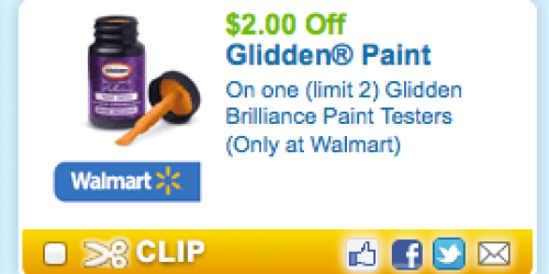 $2/1 Glidden Brilliance Paint Testers Coupon (Reset?!) = Only $0.94 at Walmart