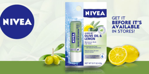 Free Nivea Olive Oil & Lemon Lip Care Facebook — 1PM EST (1st 1,000)