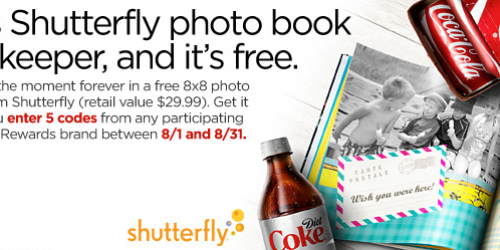 My Coke Rewards: Free 8×8 Shutterfly Photo Book with 5 Code Entries (8/1-8/31)