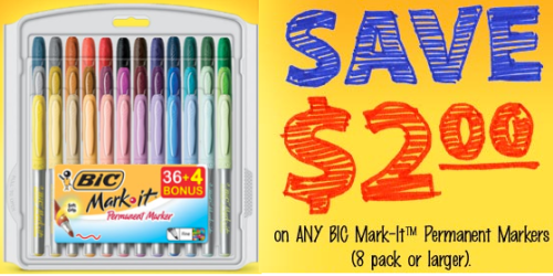 High Value $2/1 BIC Mark-It Permanent Markers Coupon Reset? = 8-Pack Only $1.36 at Walmart