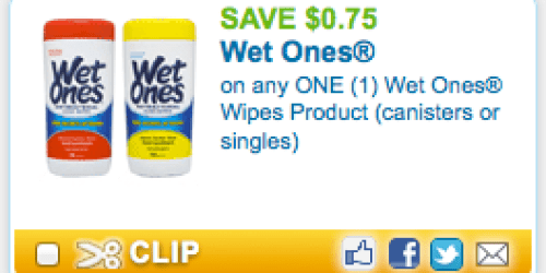 New $0.75/1 Wet Ones Wipes Product Coupon = Only $0.74 Each at Target