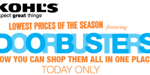 Kohl’s.com: Doorbusters Sale (Today Only!) + Extra 15% Off + $10 Kohl’s Cash Promotion