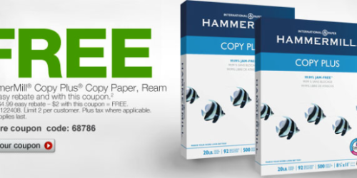 Staples: FREE HammerMill Copy Paper (After Rebate)