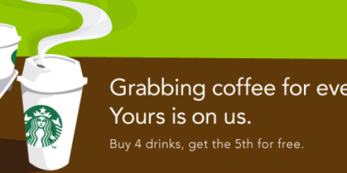 Starbucks: Buy 4 Drinks and Get 1 Free (8/28-9/30)