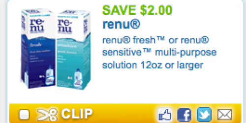Rite Aid: Free re-nu Sensitive Multi-Purpose Solution Starting 9/2 (Print Your Coupon Now!)