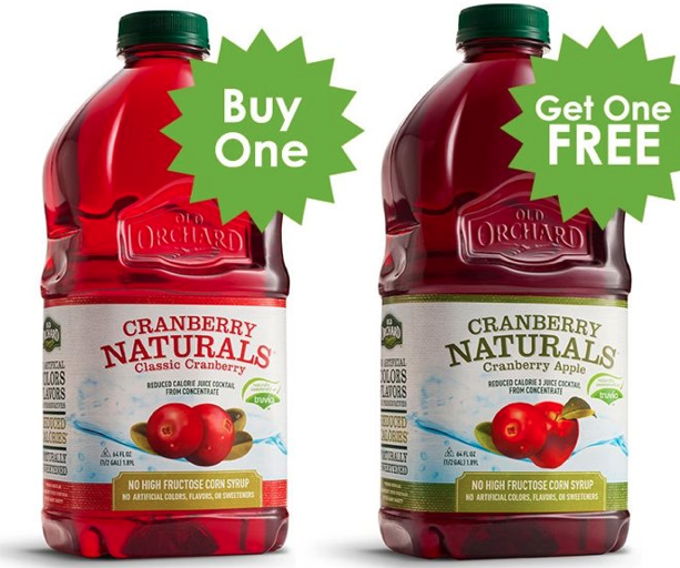 Rare Old Orchard Cranberry Naturals Buy 1 Get 1 Free Coupon Old
