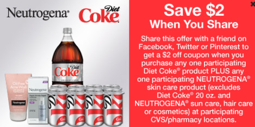 CVS: New $2/1 Diet Coke & Neutrogena Skin Care Product Store Coupon = Great Deal Scenario