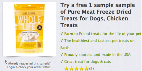 FREE Sample of Whole Life Pure Meat Freeze Dried Dog Treats (Facebook)