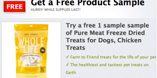 FREE Whole Life Pure Meat Freeze Dried Treats for Dogs Sample (Facebook)