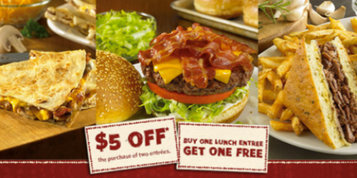 Outback Steakhouse: Buy 1 Get 1 Free Lunch Entree Coupon and $5 Off 2 Entrees Coupon (Facebook)