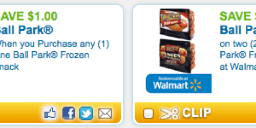 New $1/2 Ball Park Franks & Frozen Snacks Coupons = Possibly Only $1 Each at Walmart