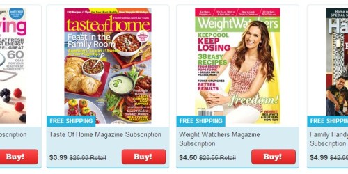 Magazine Blowout Sale (Whole Living, Taste of Home, Weight Watchers $3.99/year + More!)