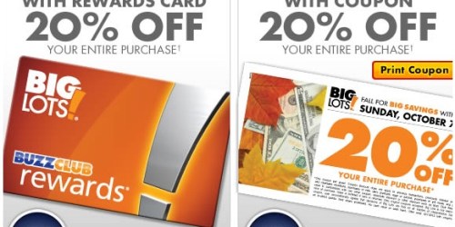 Big Lots: 20% Off Your ENTIRE Purchase (October 6th and 7th Only)