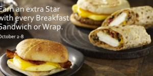 My Starbucks Rewards Members: Extra Star With Every Breakfast Sandwich & Wrap Purchase