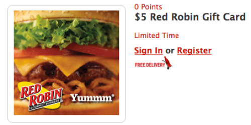 My Coke Rewards: *HOT* FREE $5 Red Robin Gift Card (No Points Necessary!)