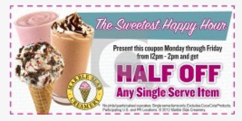 Printable Coupons – Half Off Ice Cream from Marble Slab Creamery & Maggie Moos + More