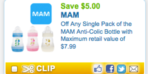 *HOT* High-Value $5 Off Any Single Pack of MAM Anti-Colic Bottles Coupon