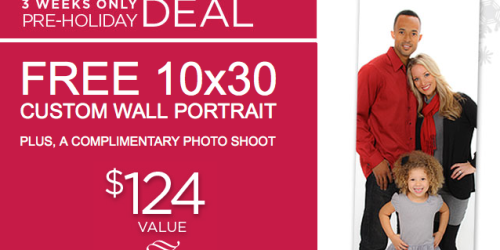 Sears Portrait Studios: FREE 10×30 Custom Wall Portrait & Photo Shoot ($124 Value!)