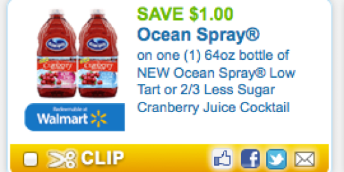 High Value $1/1 Ocean Spray Cranberry Juice Cocktail Coupon = Possibly Only $0.99 at Kroger