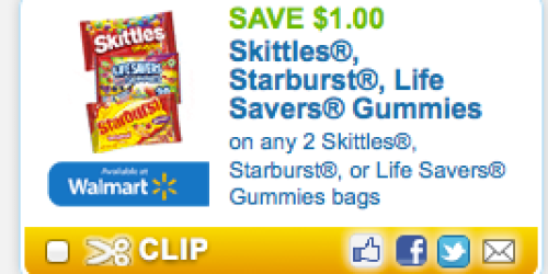 New $1/2 Skittles, Starburst or Lifesaver Coupon = $0.83 Per Bag at Rite Aid Starting 10/28