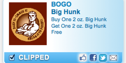 Rare Buy 1 Get 1 Free Big Hunk Candy Bar Coupon (Still Available!)