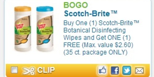 New Buy 1 Get 1 Free Scotch-Brite Disinfecting Wipes Coupon (+ Walmart Deal)
