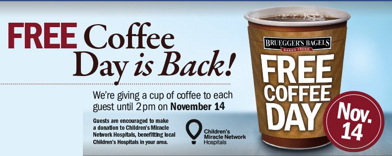 Bruegger's: FREE Cup of Coffee Until 2PM (11/14)