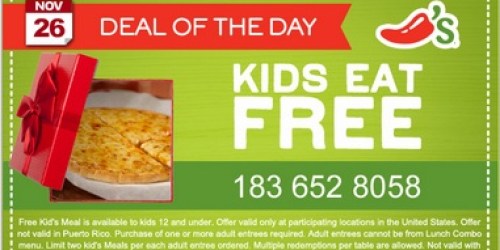 Chili’s Bar & Grill: Kids Eat Free (Today 11/26 Only) + Free Skillet Queso & Chips