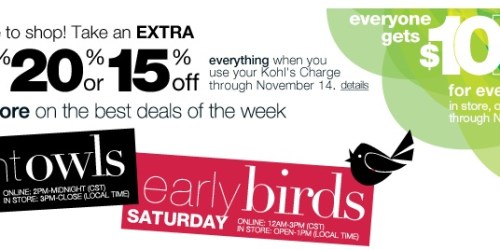 Kohl’s.com: Lots of Promo Codes Available + Kohl’s Cash & Early Bird Specials