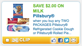 Save $2 on Milk When You Buy 2 Pillsbury Cookie Dough or Pie Crusts Coupon (Reset!)