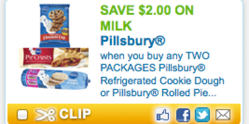 *HOT* Save $2 on Milk When You Buy ANY 2 Pillsbury Cookie Dough or Pie Crusts Coupon