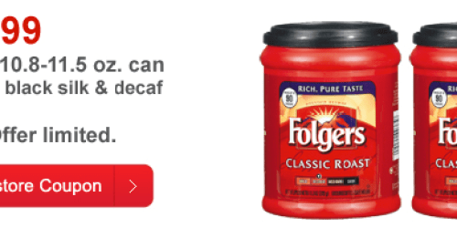 CVS: *HOT* 2 Folgers Coffee Cans Only $4.99 with New Store Coupon (Valid 11/6-11/7 Only)