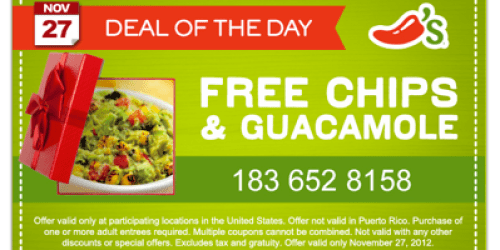 Chili’s: FREE Chips & Guacamole (Today Only!)