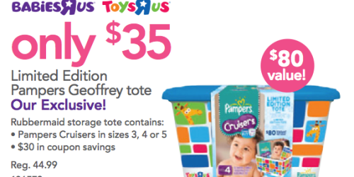 Toys R Us: Pampers Rubbermaid Tote Only $35 Through Tonight – $80 Value (Contains Pampers Cruisers & $30 in Coupons!) + More