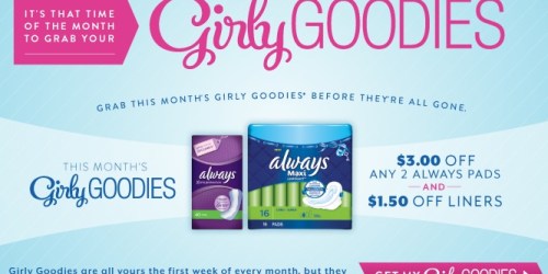 Save $4.50 on Always Products (Limited Quantities)