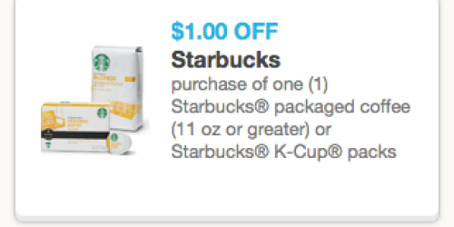 New $1/1 Starbucks Coffee or K-Cups Coupon